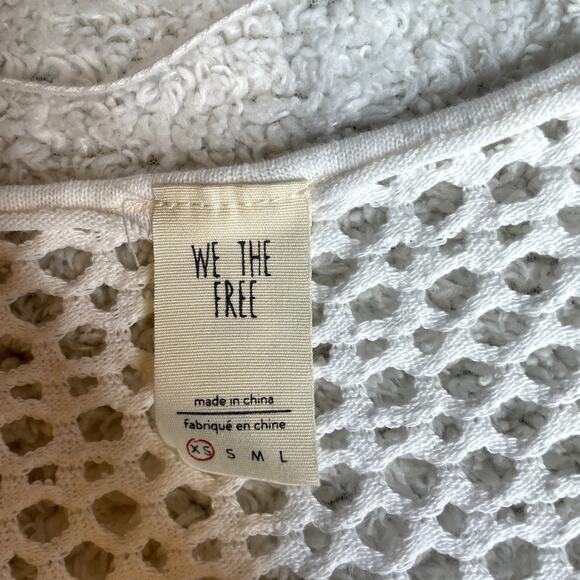 FREE PEOPLE Napa Crochet White Off The‎ Shoulder Oversized Extra Small Mesh Top - Picture 4 of 5